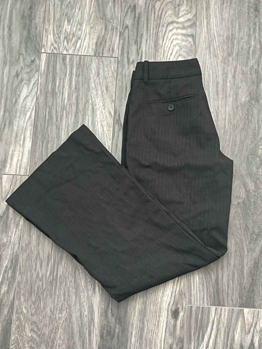 Virgin Wool Low-Waisted Wide Leg Theory Black Trousers | Women